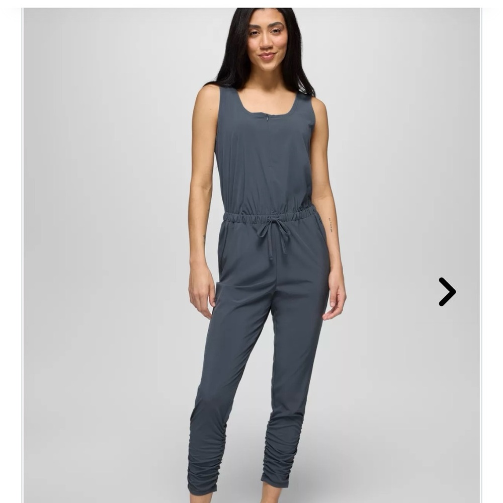 Prana Red Sleeveless Jumpsuit with Relaxed Fit and Drawstring Waist